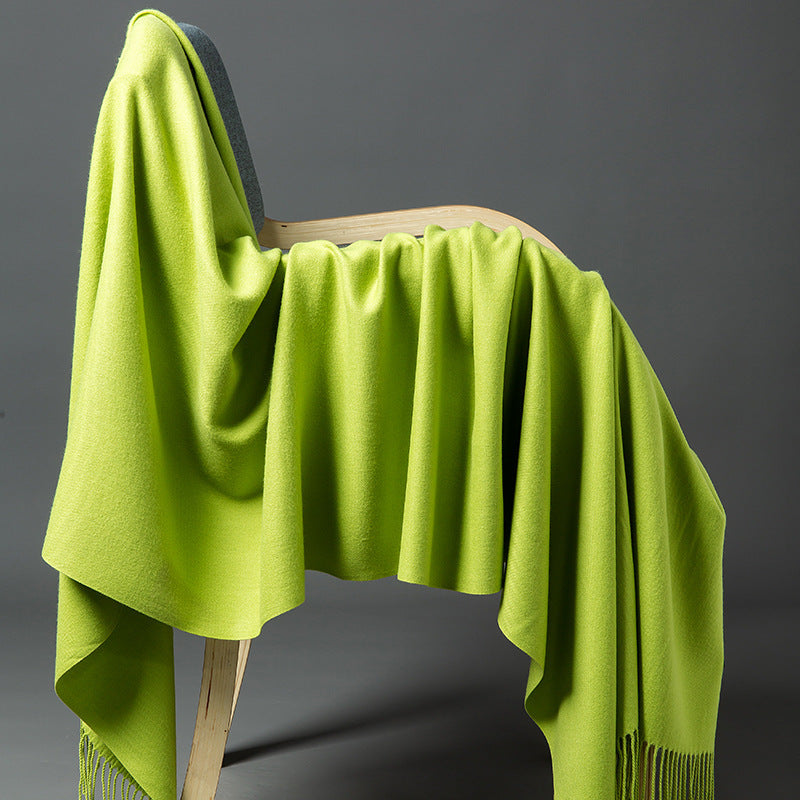 Cashmere-Blend Throw Blanket with Fringe for Couch, Bed, and Home Decor