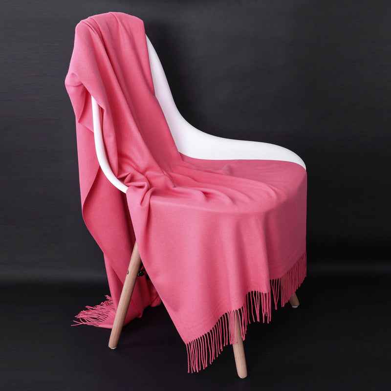 Cashmere-Blend Throw Blanket with Fringe for Couch, Bed, and Home Decor