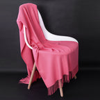 Cashmere-Blend Throw Blanket with Fringe for Couch, Bed, and Home Decor