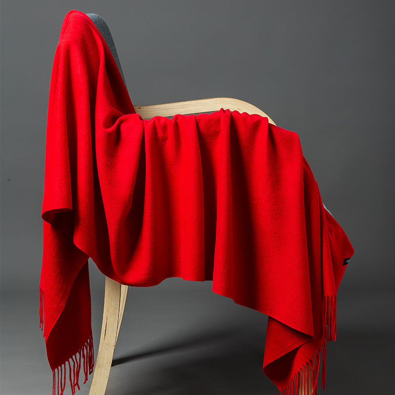Cashmere-Blend Throw Blanket with Fringe for Couch, Bed, and Home Decor