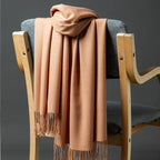 Cashmere-Blend Throw Blanket with Fringe for Couch, Bed, and Home Decor