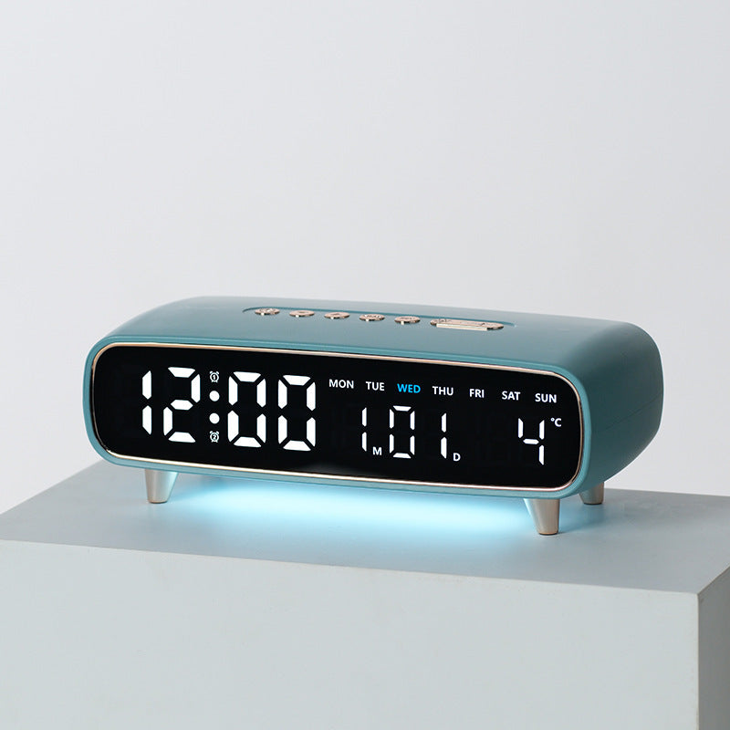 Radio-Controlled Digital Alarm Clock with Date and Temperature Display