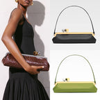 Patent Leather Evening Handbag with Detachable Strap and Frame Clasp