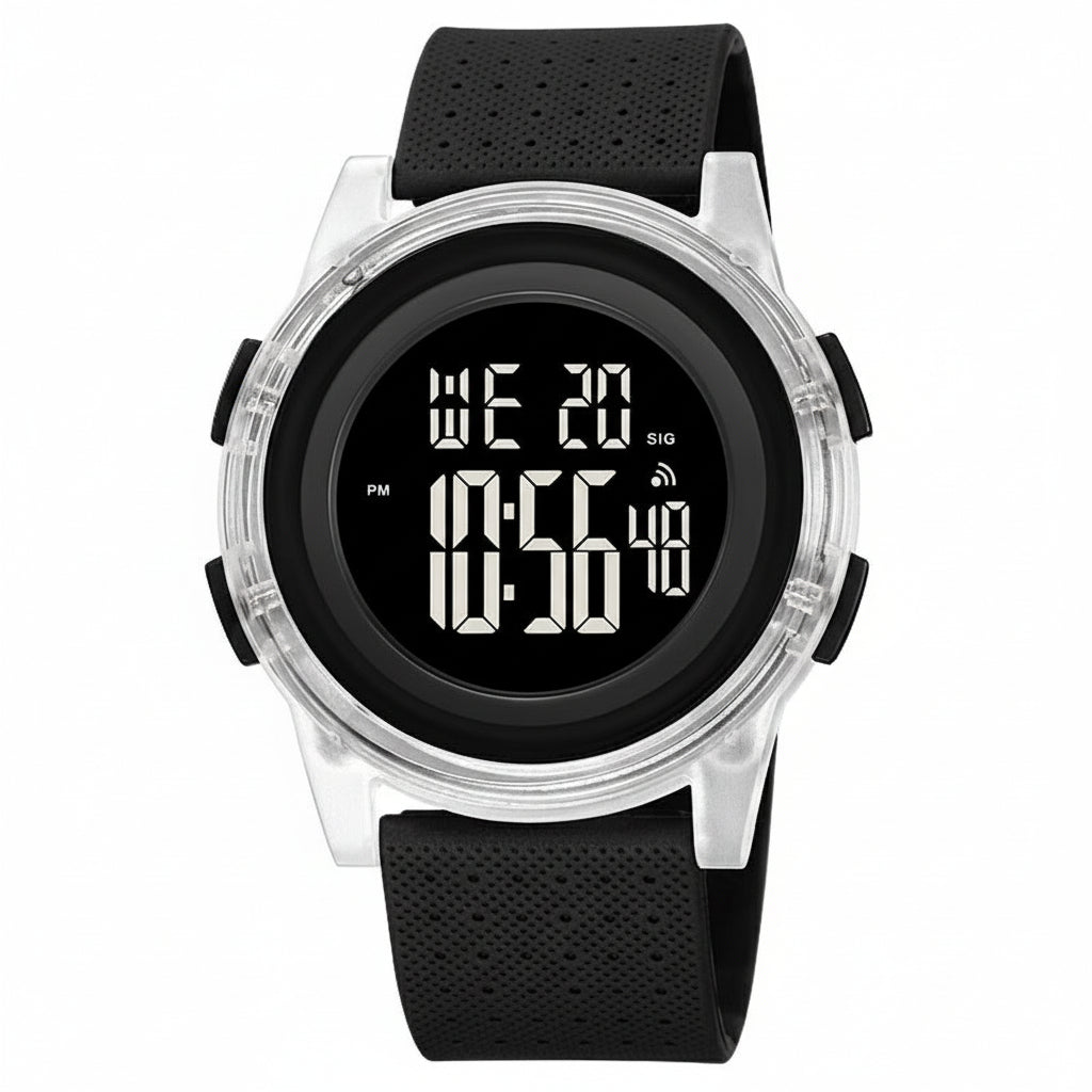 Ultra-Thin Digital Sports Watch for Men, Stainless Steel, 50m