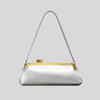Patent Leather Evening Handbag with Detachable Strap and Frame Clasp