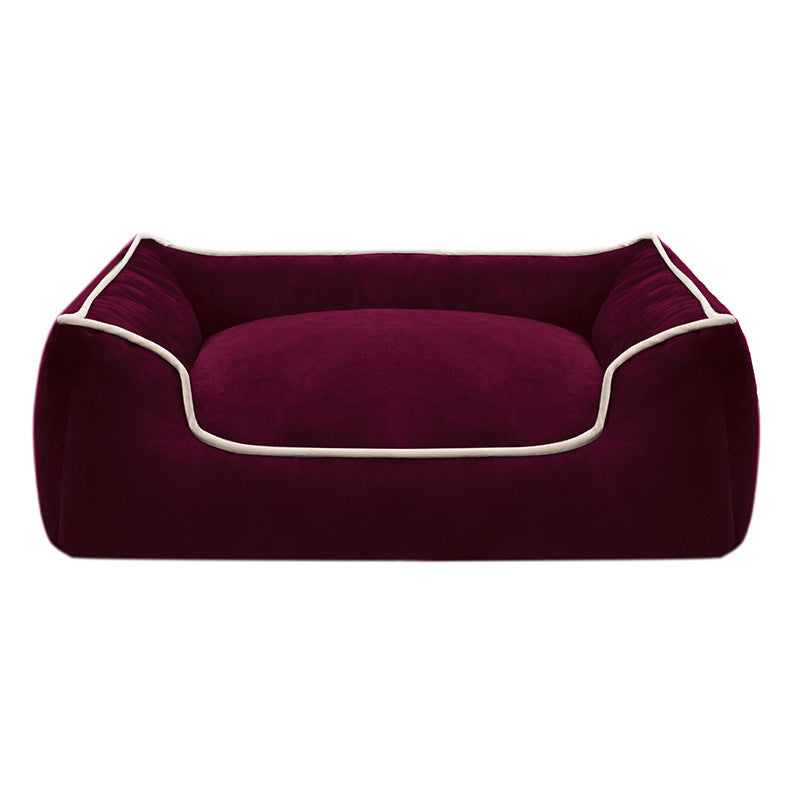 Plush Bolstered Dog Bed with Removable Machine-Washable Cover