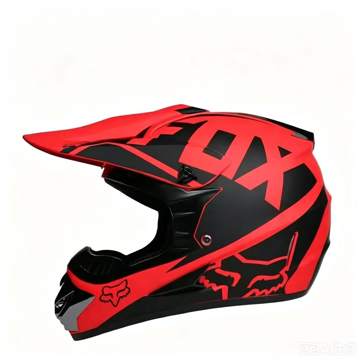 Full-Face Motocross Helmet with Extended Visor and Reinforced Chin Guard
