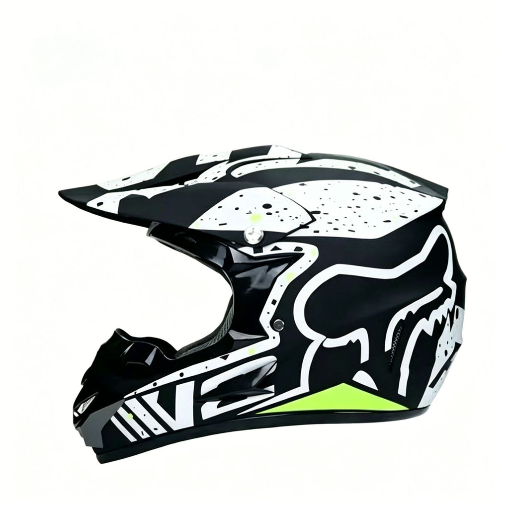 Full-Face Motocross Helmet with Extended Visor and Reinforced Chin Guard