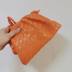 Textured Woven Leather Handheld Clutch
