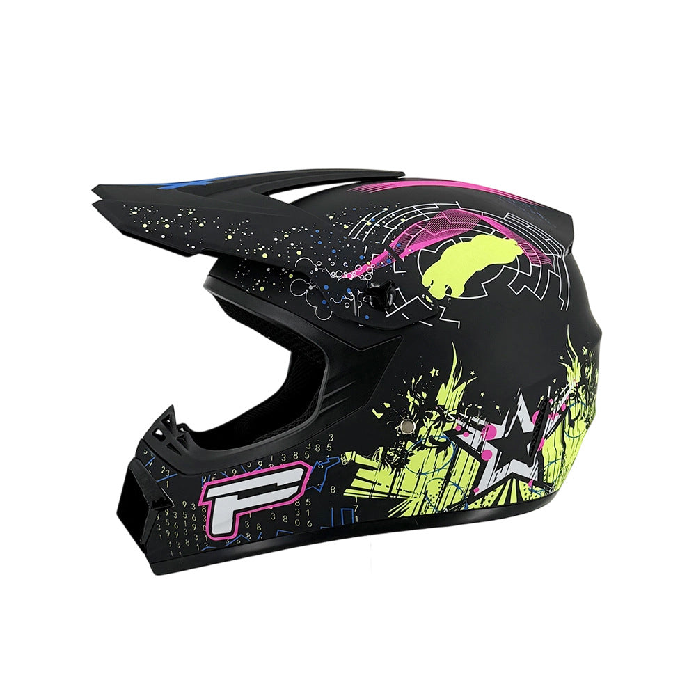 Full-Face Motocross Helmet with Extended Visor and Reinforced Chin Guard