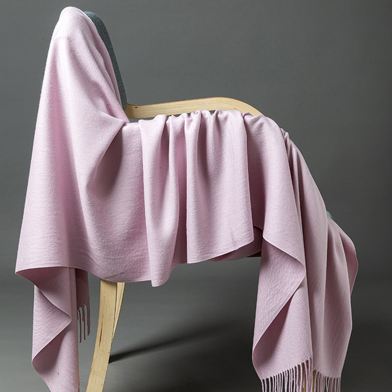Cashmere-Blend Throw Blanket with Fringe for Couch, Bed, and Home Decor