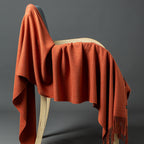 Cashmere-Blend Throw Blanket with Fringe for Couch, Bed, and Home Decor