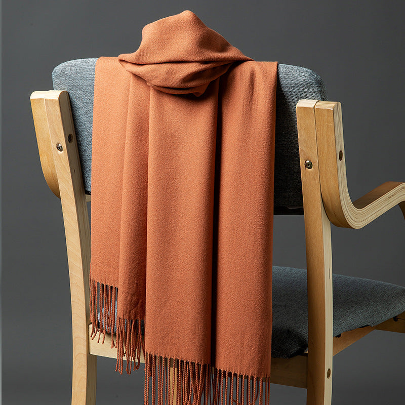 Cashmere-Blend Throw Blanket with Fringe for Couch, Bed, and Home Decor