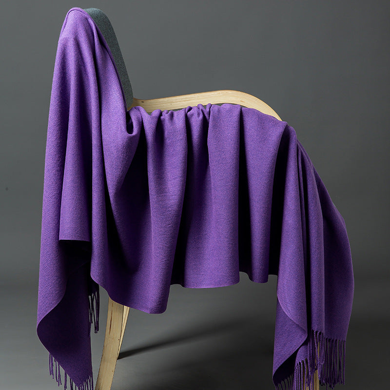 Cashmere-Blend Throw Blanket with Fringe for Couch, Bed, and Home Decor