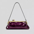 Patent Leather Evening Handbag with Detachable Strap and Frame Clasp