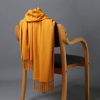 Cashmere-Blend Throw Blanket with Fringe for Couch, Bed, and Home Decor