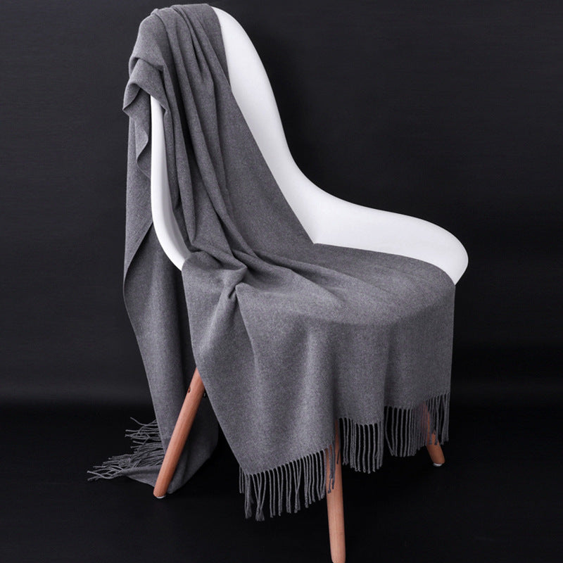 Cashmere-Blend Throw Blanket with Fringe for Couch, Bed, and Home Decor