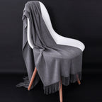 Cashmere-Blend Throw Blanket with Fringe for Couch, Bed, and Home Decor
