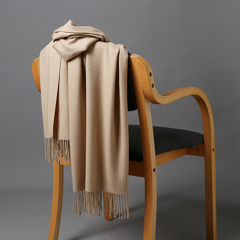 Cashmere-Blend Throw Blanket with Fringe for Couch, Bed, and Home Decor