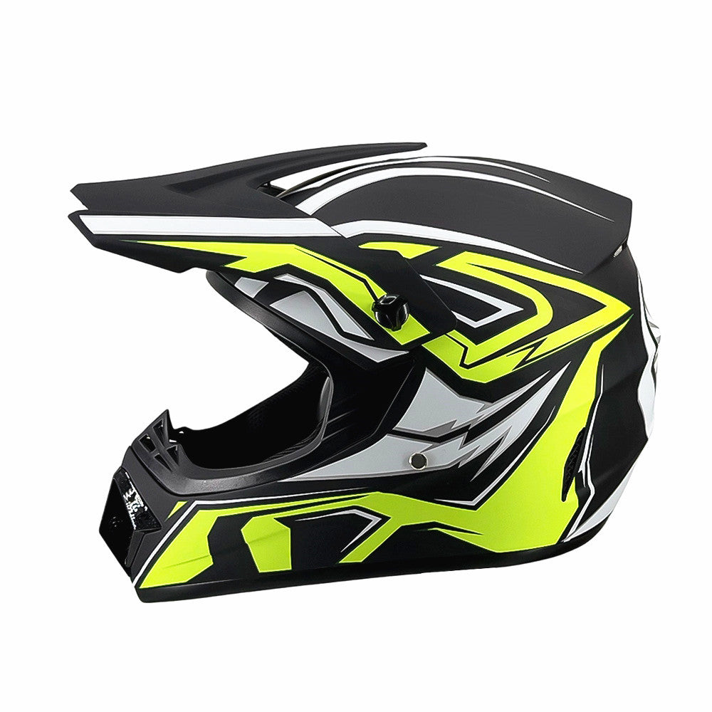 Full-Face Motocross Helmet with Extended Visor and Reinforced Chin Guard