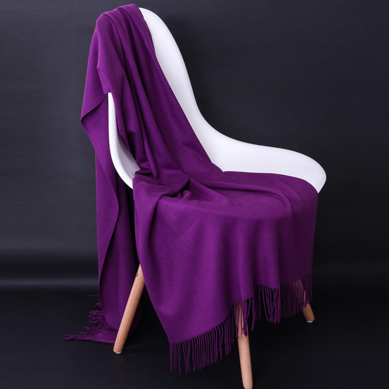 Cashmere-Blend Throw Blanket with Fringe for Couch, Bed, and Home Decor