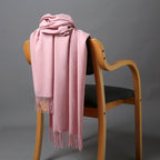 Cashmere-Blend Throw Blanket with Fringe for Couch, Bed, and Home Decor