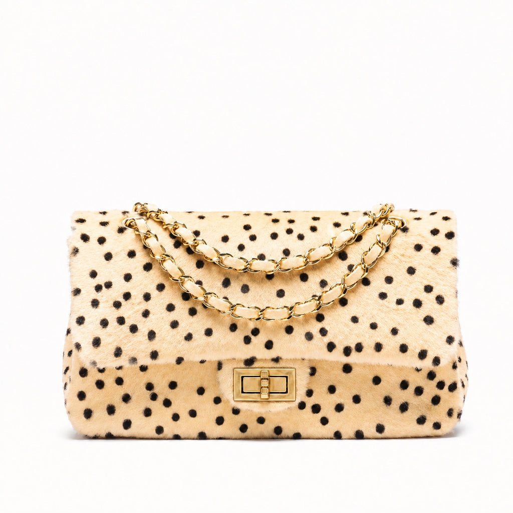 Textured Chain Handle Handbag, Gold Chain, Camel