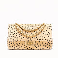 Textured Chain Handle Handbag, Gold Chain, Camel