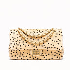 Textured Chain Handle Handbag, Gold Chain, Camel