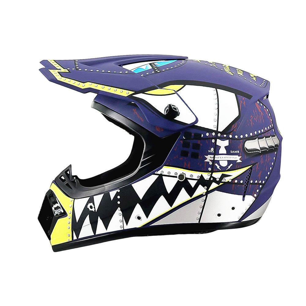 Full-Face Motocross Helmet with Extended Visor and Reinforced Chin Guard