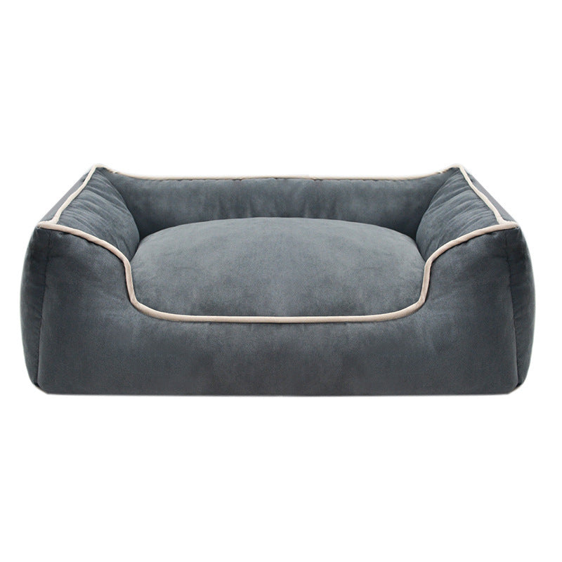 Plush Bolstered Dog Bed with Removable Machine-Washable Cover
