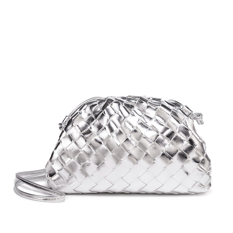 Textured Woven Leather Handheld Clutch