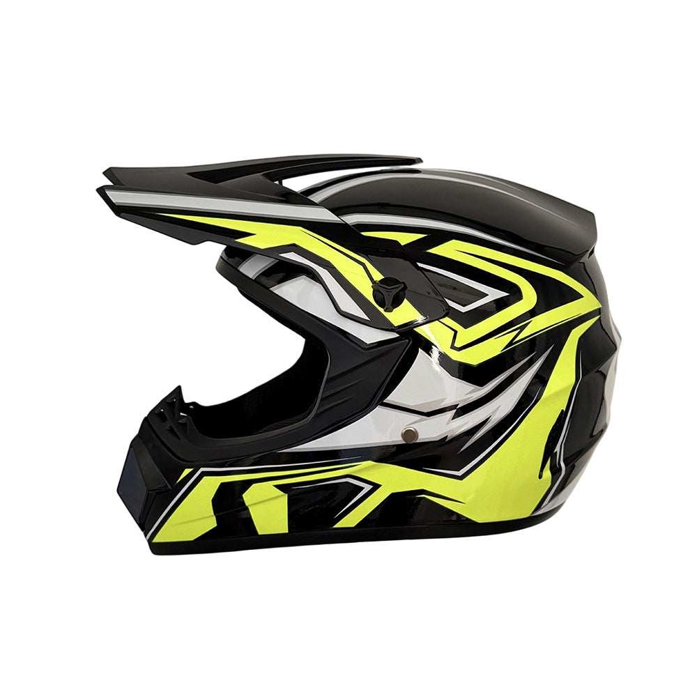 Full-Face Motocross Helmet with Extended Visor and Reinforced Chin Guard