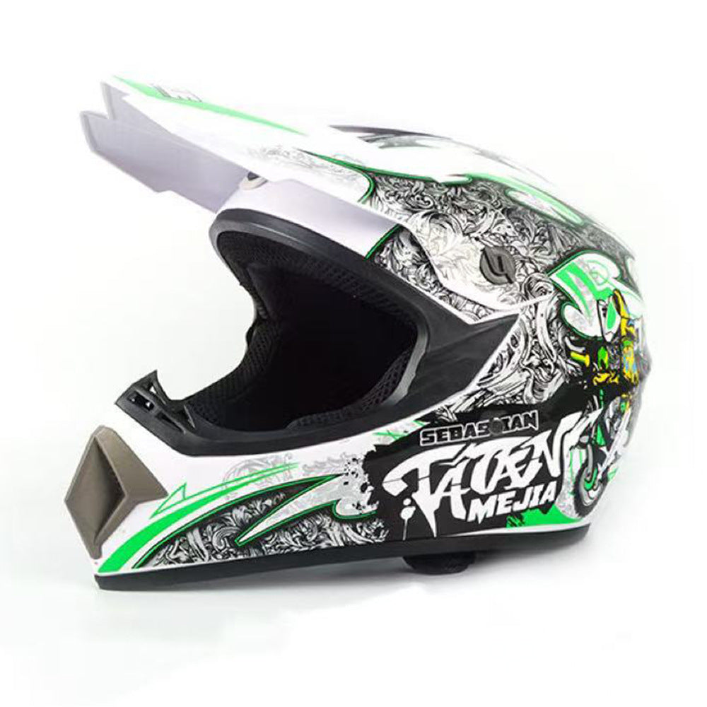 Full-Face Motocross Helmet with Extended Visor and Reinforced Chin Guard