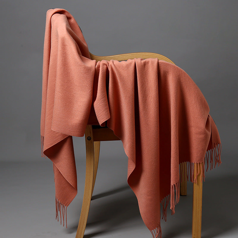 Cashmere-Blend Throw Blanket with Fringe for Couch, Bed, and Home Decor