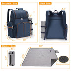 Picnic Backpack with Dish Set, Water-Resistant Fabric, 18 × 13 × 8.7 Inches