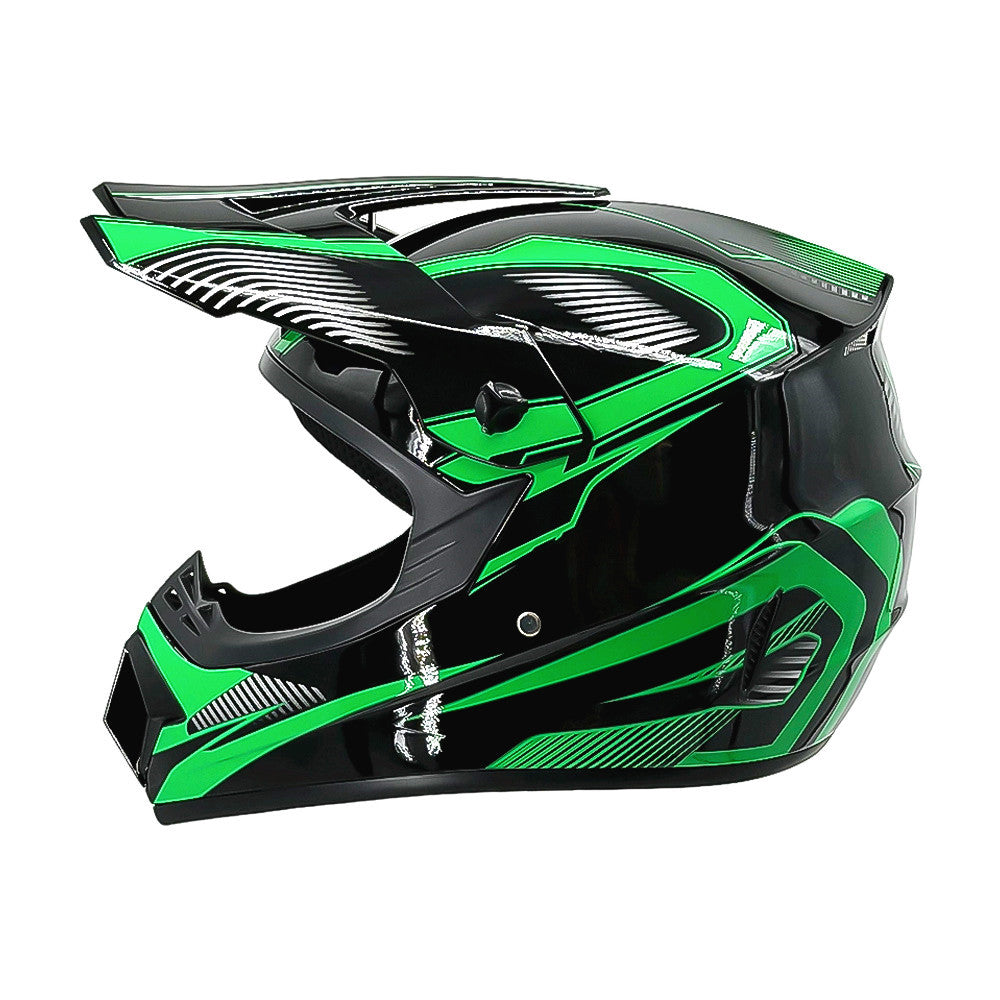 Full-Face Motocross Helmet with Extended Visor and Reinforced Chin Guard