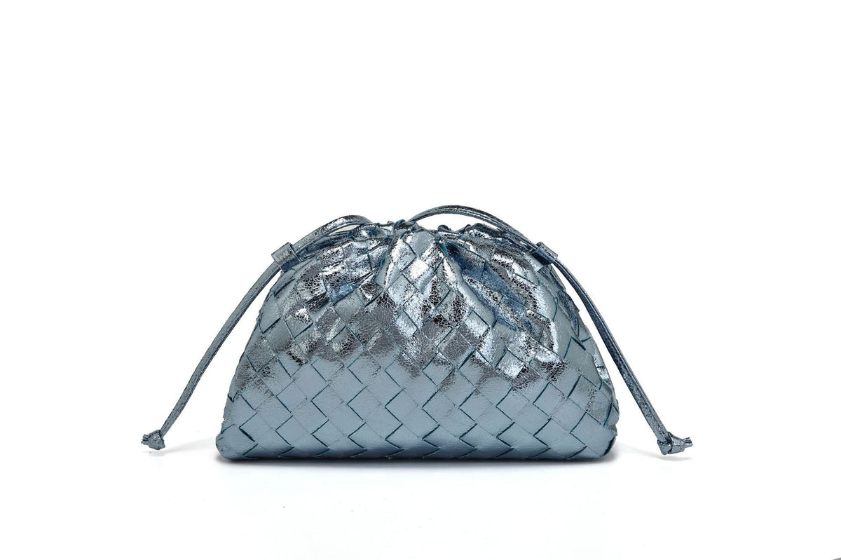 Textured Woven Leather Handheld Clutch