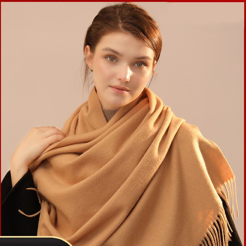 Cashmere-Blend Throw Blanket with Fringe for Couch, Bed, and Home Decor