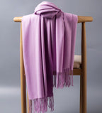 Cashmere-Blend Throw Blanket with Fringe for Couch, Bed, and Home Decor