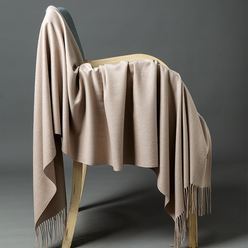 Cashmere-Blend Throw Blanket with Fringe for Couch, Bed, and Home Decor