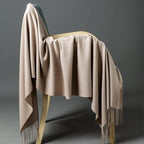 Cashmere-Blend Throw Blanket with Fringe for Couch, Bed, and Home Decor