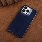Oil-Wax Genuine Leather Apple iPhone Case with Magnetic Ring