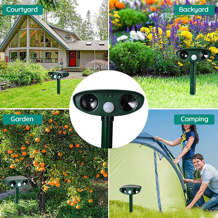 Solar Ultrasonic Animal Repeller with 110° PIR Sensor for Outdoor Gardens