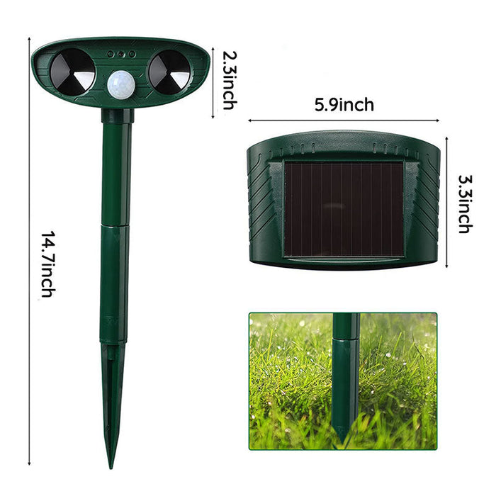 Solar Ultrasonic Animal Repeller with 110° PIR Sensor for Outdoor Gardens