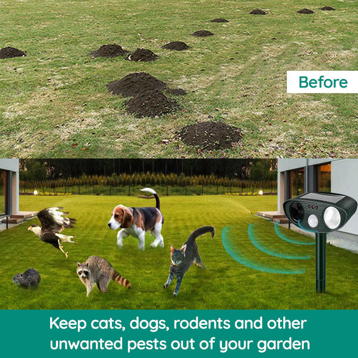 Solar Ultrasonic Animal Repeller with 110° PIR Sensor for Outdoor Gardens