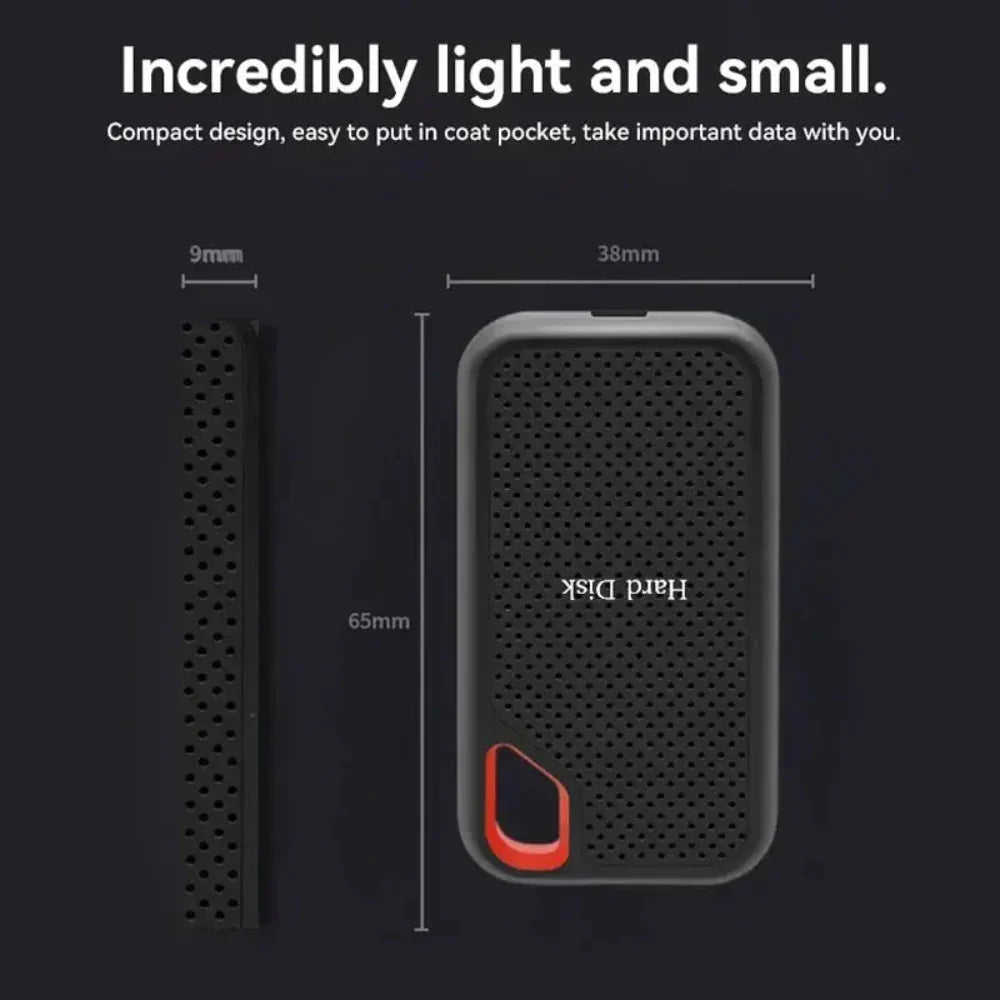 Portable External Solid-State Drive, USB 3.2, Metal Casing