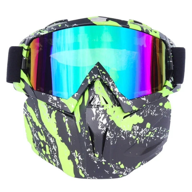 2-in-1 Ski Goggles and Mask with TPU Frame, PC Lens and Adjustable Strap