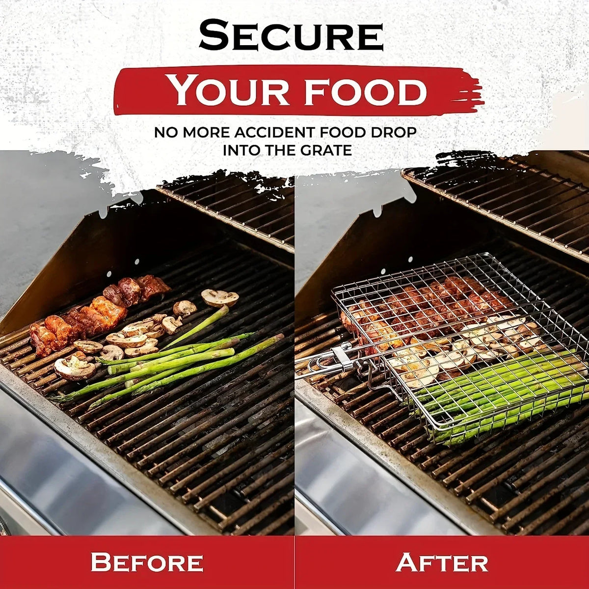 Collapsible Non-Stick Grill Basket for Meat, Fish & Vegetables