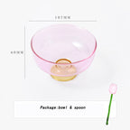 Colorful Borosilicate Glass Dessert Bowl with Teaspoon, Ø 10.7 x H 6 cm